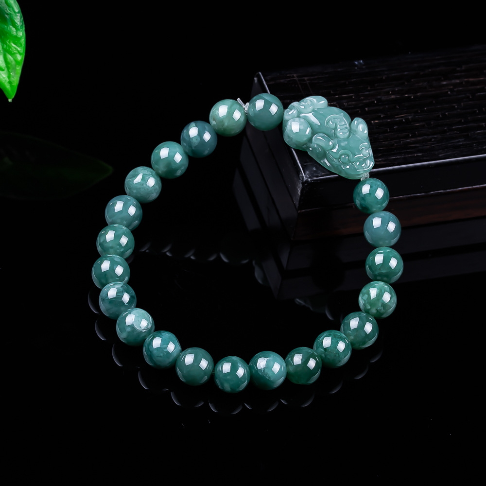 Vintage Collectible Item - Natürliches burmesisches Jadeit-Pixiu-Armband, Vintage-Talismane, Charm-Geschenke für