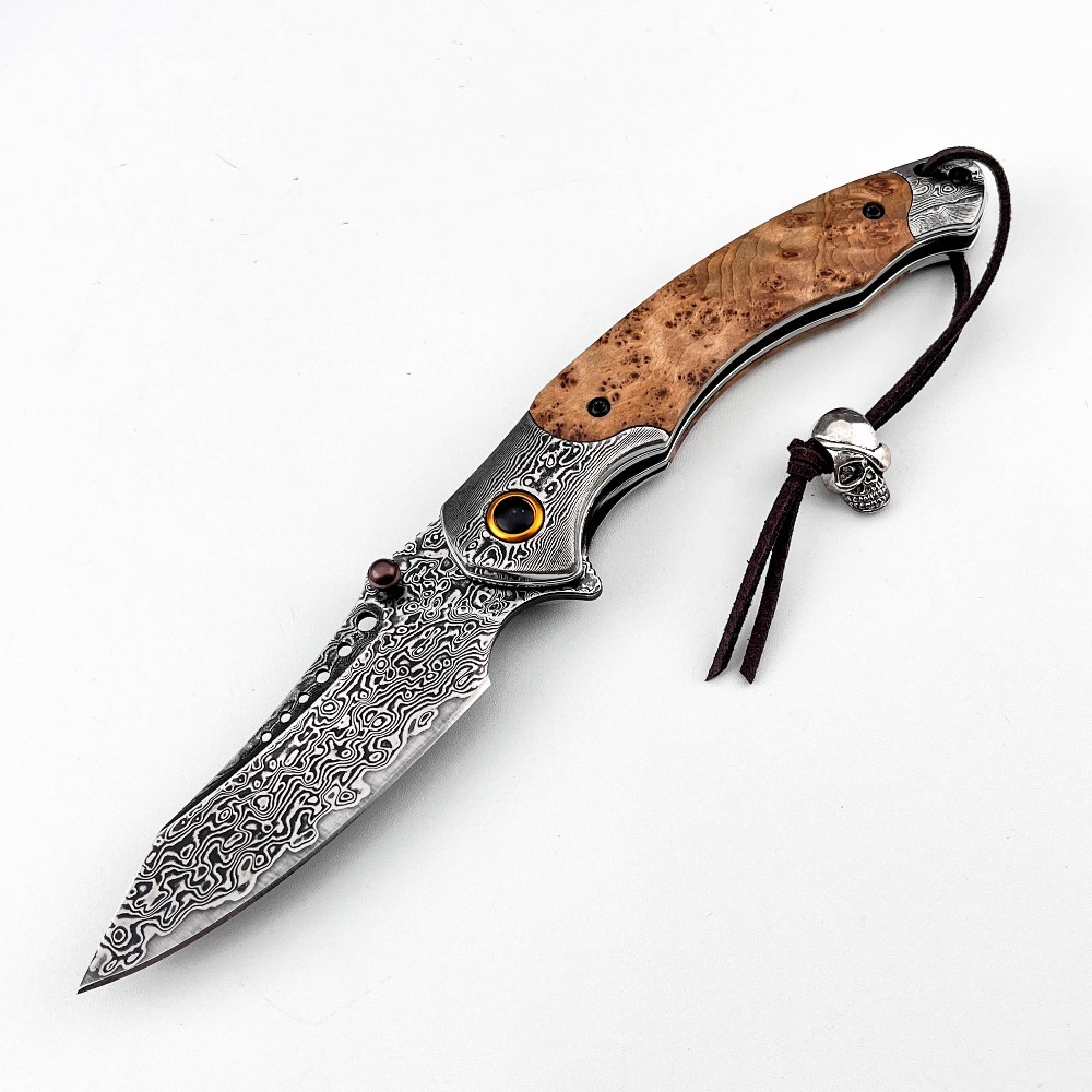 Vintage Collectible Knives - Hochhärte-Damastmuster-Klappmesser, Vintage-Dekoratives Sammlerstück-Taschenmesser für Geschenke, Sammlungen