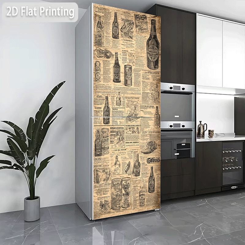 Collectible Vintage Newspapers - Kühlschrankaufkleber, Aufkleber für Kühlschrank/Geschirrspüler, Vintage-Bier-Design mit