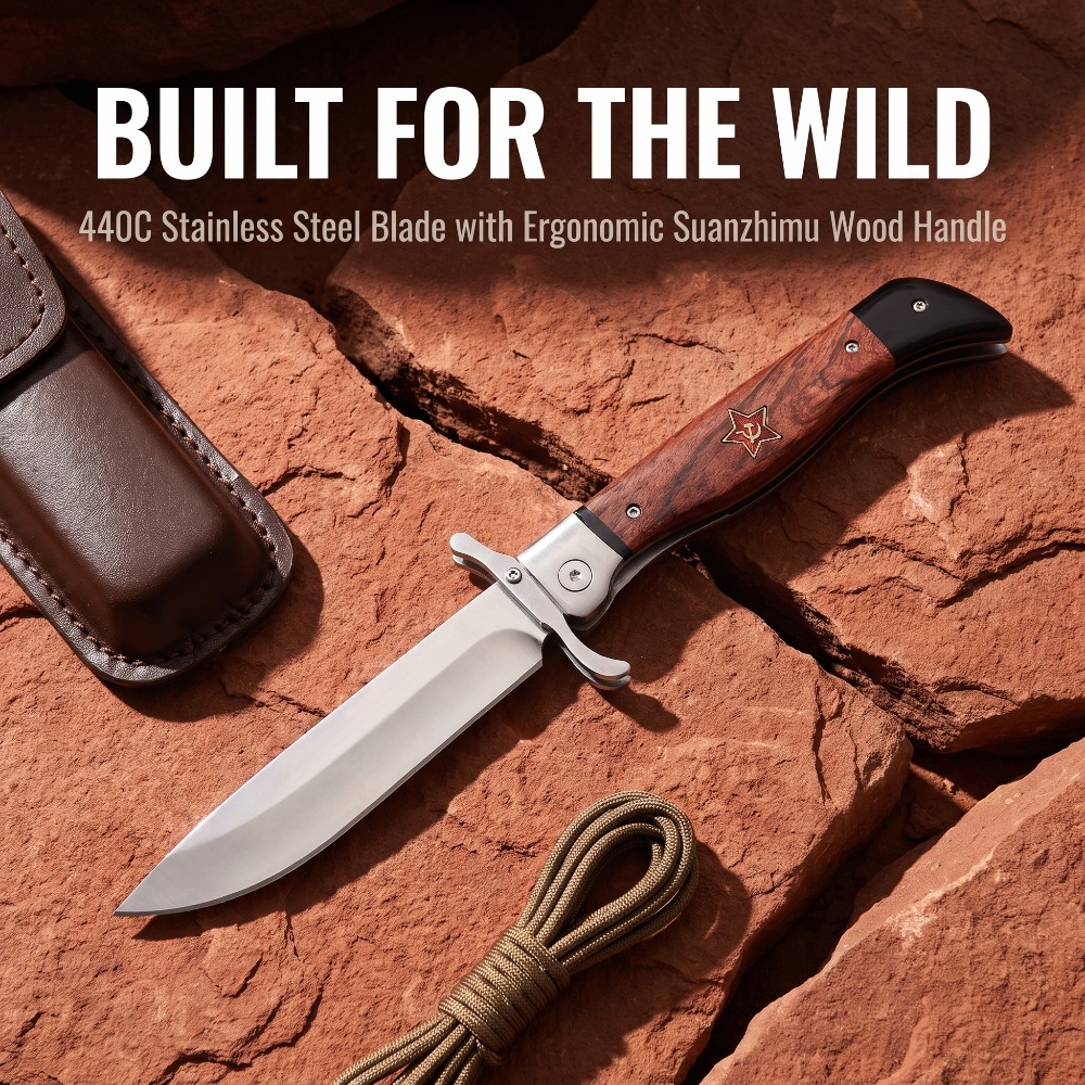 Vintage Collectible Knives - Vintage Klappmesser mit Holzgriff und Edelstahlklinge,