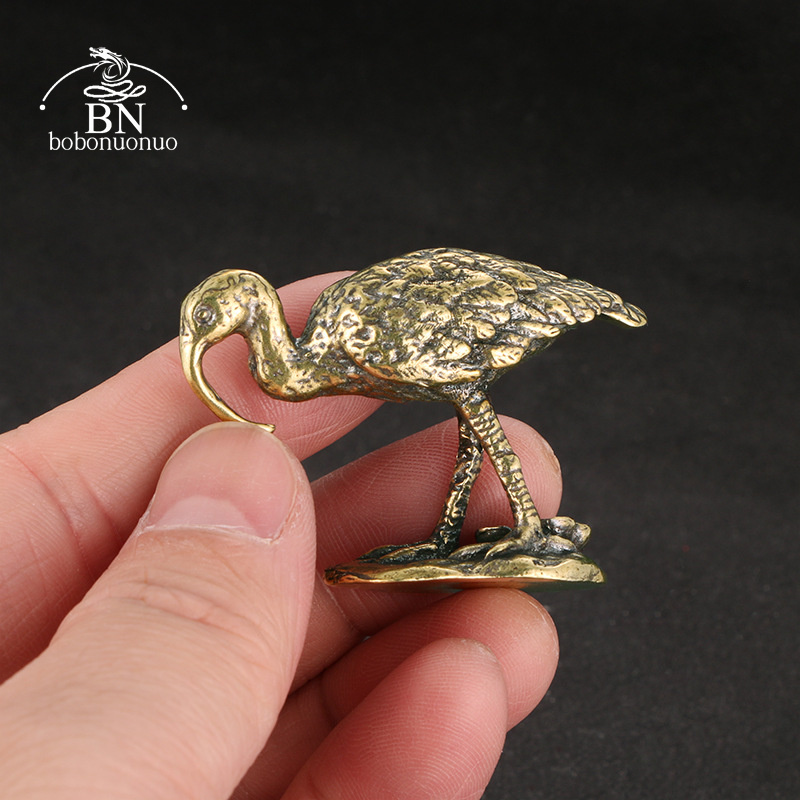 Vintage Collectible Accessories - Messing-Vintage-Kranichfiguren mit langem Schnabel, Miniaturen, Schreibtischornament,