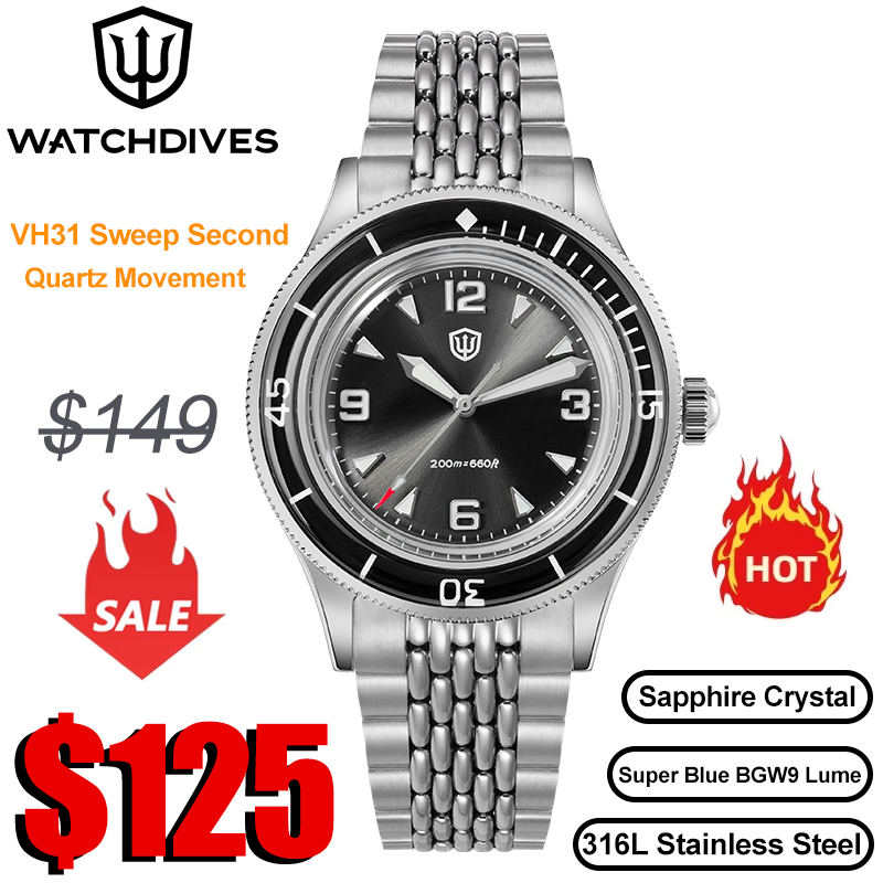 Vintage Collectible Watches - Watchdives WD50Q Uhren VH31 Quarzwerk BGW9