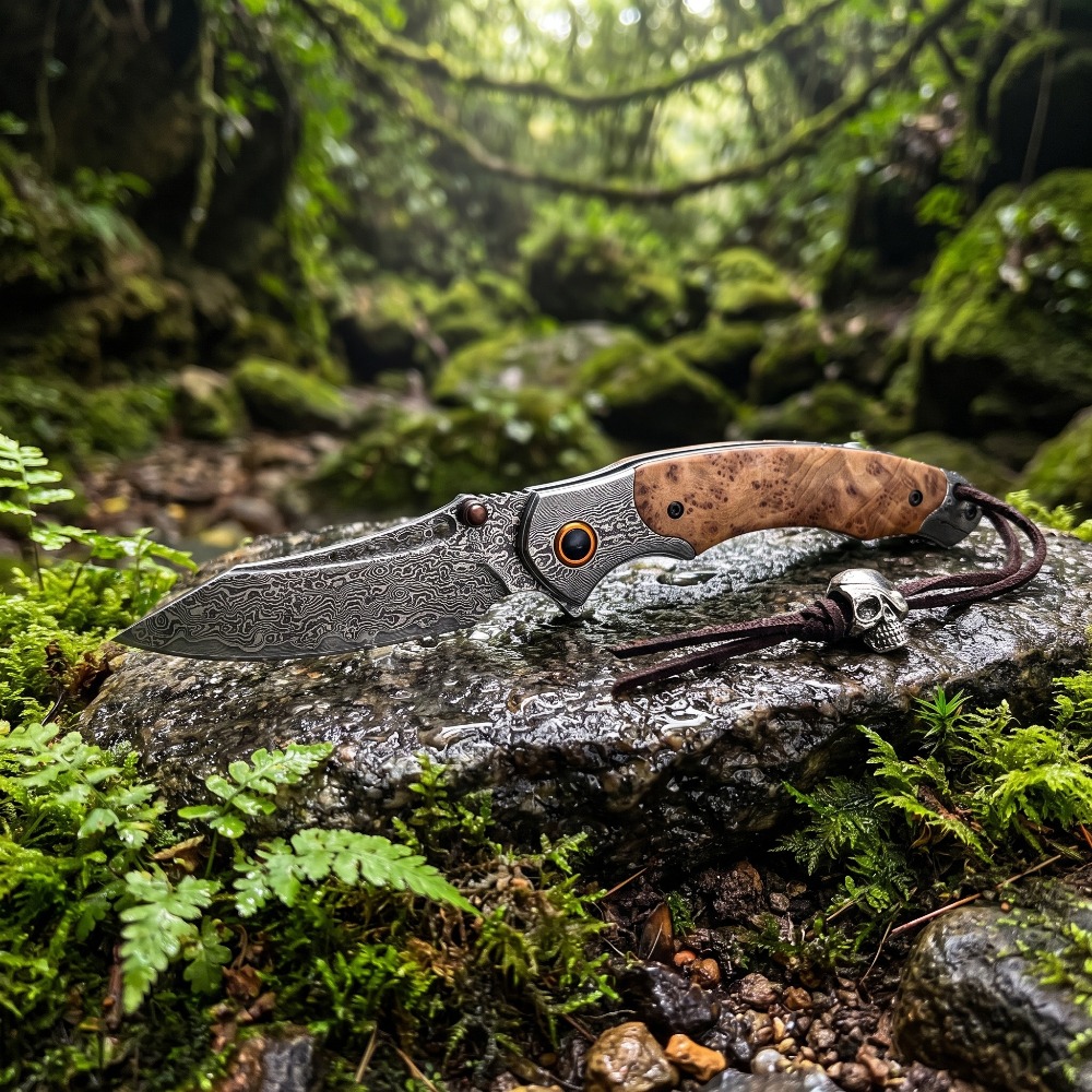 Vintage Collectible Knives - Hochharter Damastmuster-Klappmesser Vintage Dekorativer Sammler-Taschenmesser für