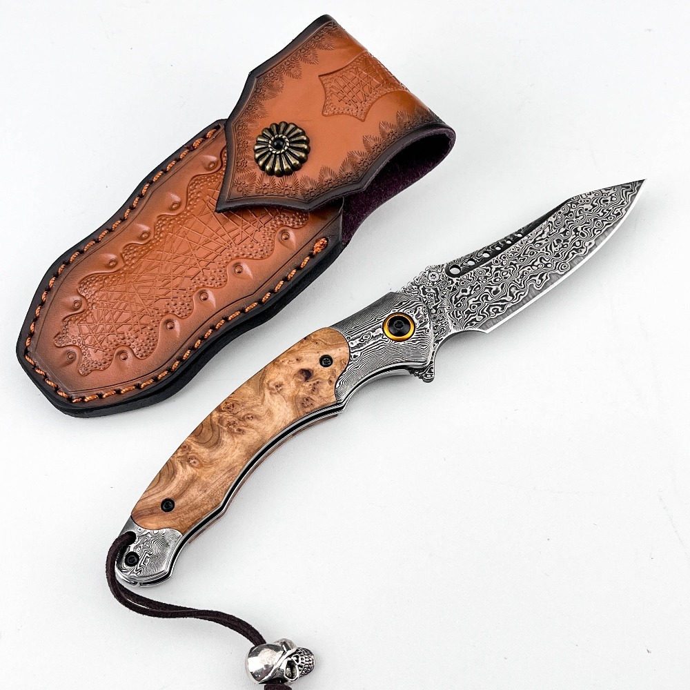 Vintage Collectible Knives - Hochhärte-Damastmuster-Klappmesser, Vintage-Dekoratives Sammlerstück-Taschenmesser für Geschenke, Sammlungen