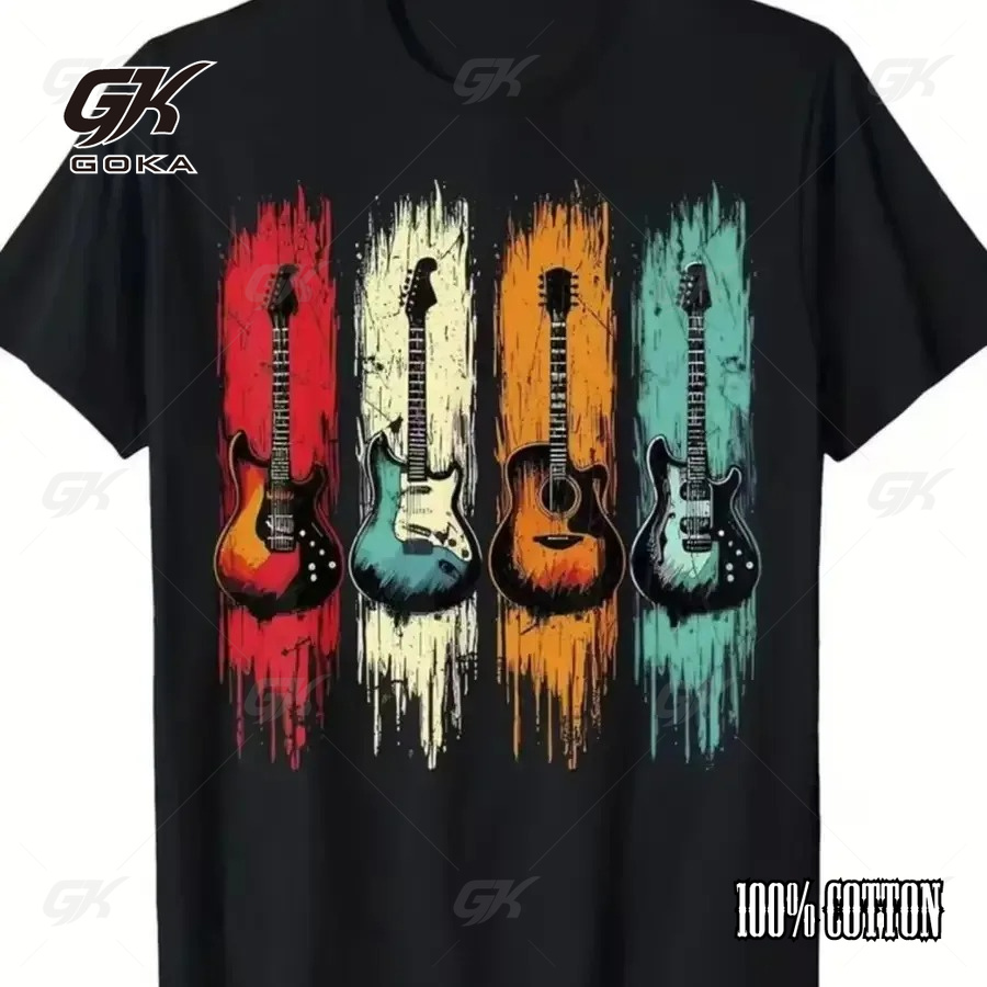 Collectible Vintage T Shirts - Retro Gitarren-Kollektion Grafik-T-Shirt Vintage Rock Musik